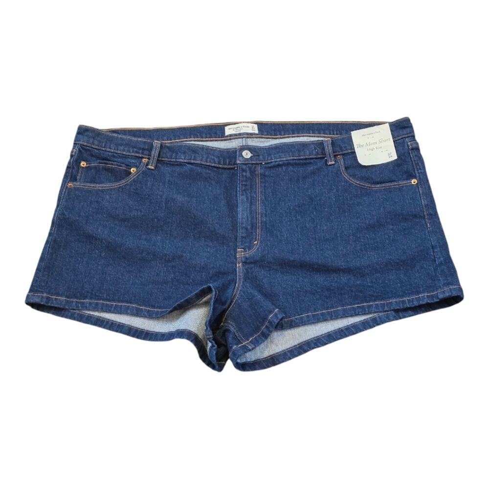 Abercrombie and‎ fitch mom high rise shorts dark wash Plus Size 24 New!